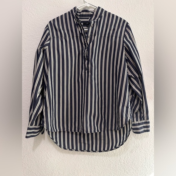 J.CREW Navy Blue Striped 100% Cotton Button-Up Shirt Size 8‎ - Picture 2 of 10